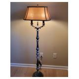 Dual 3-Way Silvertone Floor Lamp