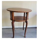 Oval Two-Tier Wooden Side Table