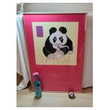 Framed Panda Artwork With Items