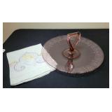 Pink Depression Glass Serving Tray