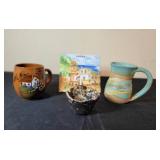 Handpainted Pottery Mugs and Tile Set