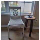 White Lyre Chair with Lamp & Stool