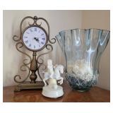 Decorative Clock, Music Box, and Vase