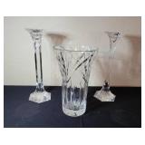 Crystal Vase and Candleholder Set