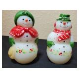 Fenton Hand-Painted Snowman Pair