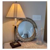 Mirror, Lamp, and Crystal Vase Set