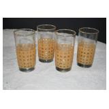 Set of 4 MCM Libby Cane Glass Tumblers