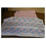Pair of Vintage Baby Afghan Blankets