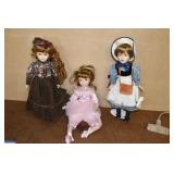 Lot of 3 Vintage Porcelain Dolls