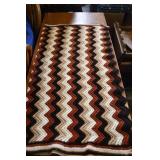 Vtg Multi Color Browns Afghan Blanket