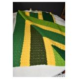 Vtg Crocheted Afghan Shades of Green