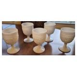 5 Vtg Milk Glass Goblets