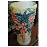 Vtg Ceramic Floral Decorated Vase