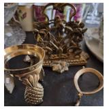Vtg Brass Napkin Holder & Accessories