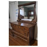 Antique American Empire Tiger Oak Buffet