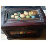 Vtg Wooden Chest with Fruit Motif