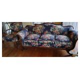 Vtg Victorian Style Upholstered Sofa & Chair