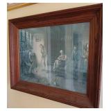 Vtg Framed Print with Historical Scene