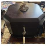 Vtg Octagonal Wood Jewelry Box