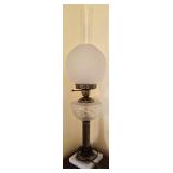 Vtg Hurricane Lamp w/Frosted Globe