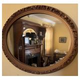 Vtg Ornate Gold Framed Oval Mirror
