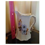 Vtg Porcelain Pitcher With Floral Design