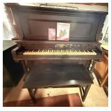 Antique Armstrong Cabinet Grand Piano and bench
