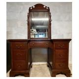 Antique Wooden Vanity with Ornate Mirror