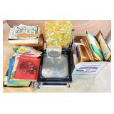 Overhead Projector w/slides and school supplies