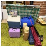 Vintage Camping items-Camping Cot, Coolers,