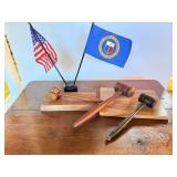 Wooden Gavels and Flag set