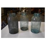 3 Vtg Blue Ball 1/2 Gallon Mason Jars
