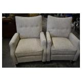 Pair of Cream Cloth Recling Arm Chairs