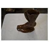 Vtg Ceramic Ladies Boot Mold Vase