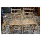 Pair of Wicker Ladder Back Chairs