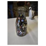 Milk Bottle of Vintage Marbles