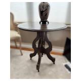 Round Wood Accent Table with Pedestal Base