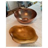 Hammered Copper and Wooden Bowls