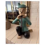 Hand-Painted Wooden Flute Player Sculpture