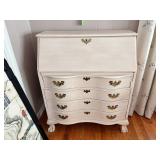 White Secretary Desk With Brass Hardware