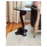 Round Wood Side Table With Scroll Base