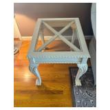 Glass-Top Table with Carved Legs