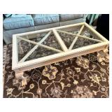 Glass-Top Coffee Table with Decorative Base