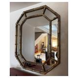 Octagonal Faux Bamboo Brass Wall Mirror