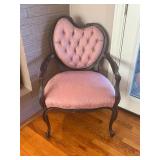 Pink Tufted Accent Chair With Carved Frame