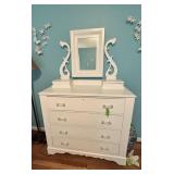 Vtg-Style White Dresser w/ Ornate Mirror