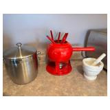 Stainless Ice Bucket, Fondue Set, Mortar & Pestle