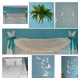 White Metal Wall Decor and Hooks Set