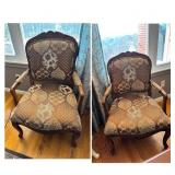 Wooden Armchairs With Patterned Upholstery