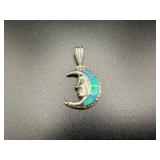 Sterling Silver Moon Face Pendant